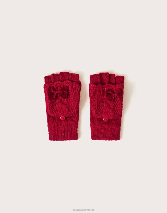 Monsoon Children Bow Capped Gloves 2Z2N2438 Accessory Red