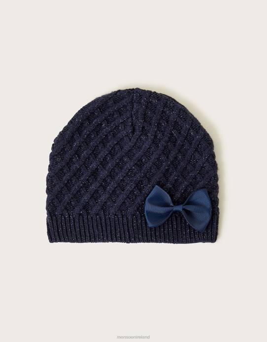 Monsoon Children Bow Detail Beanie Hat 2Z2N2432 Accessory Blue (Navy)