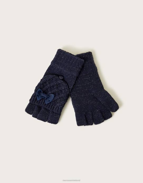 Monsoon Children Bow Detail Capped Gloves 2Z2N2433 Accessory Blue (Navy)