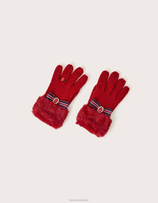 Monsoon Children Bow Ring Gloves 2Z2N2825 Accessory Red