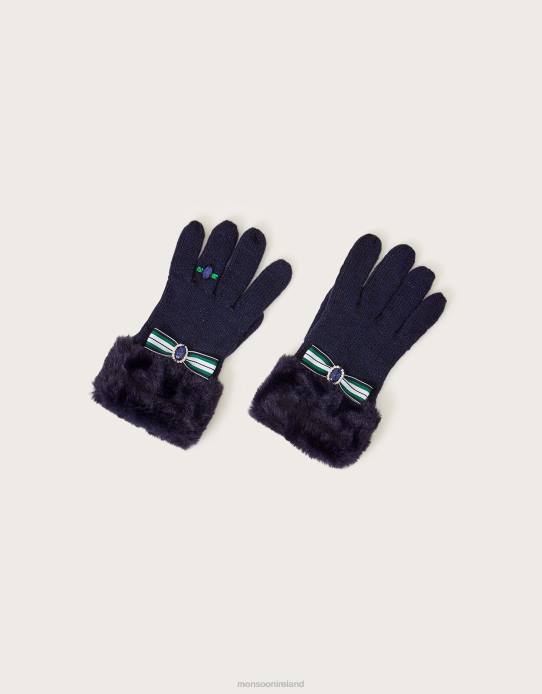 Monsoon Children Bow Ring Gloves 2Z2N2827 Accessory Blue (Navy)