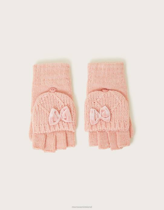 Monsoon Children Capped Cable Knit Gloves with Recycled Polyester 2Z2N2817 Accessory Pink