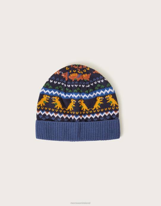 Monsoon Children Dinosaur Fair Isle Beanie 2Z2N2819 Accessory Blue