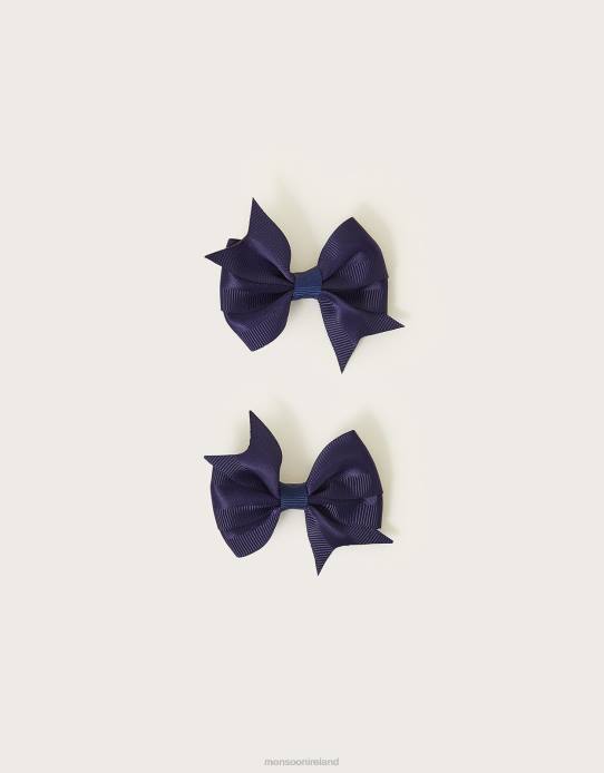 Monsoon Girl Grosgrain Bow Hair Clips Set of Two 2Z2N2831 Accessory Fashion