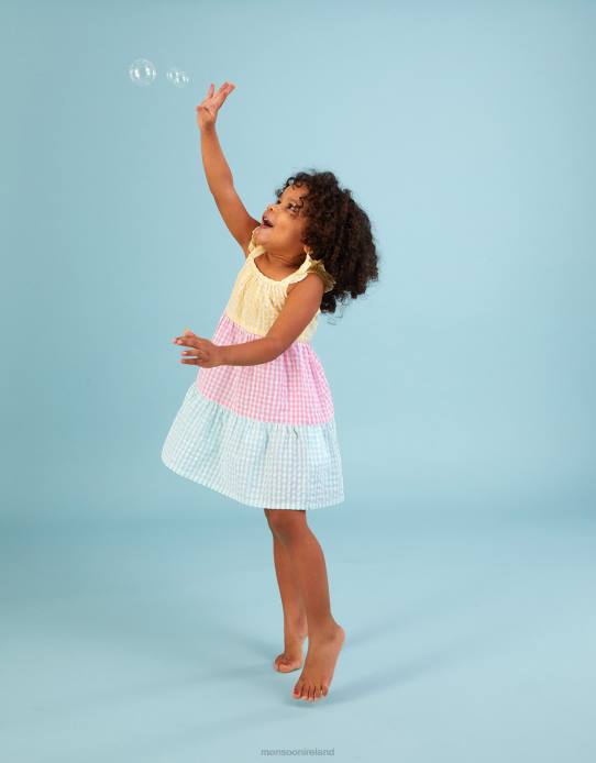 Monsoon Children Baby Gingham Colour Block Dress 2Z2N2160 Clothing Multi