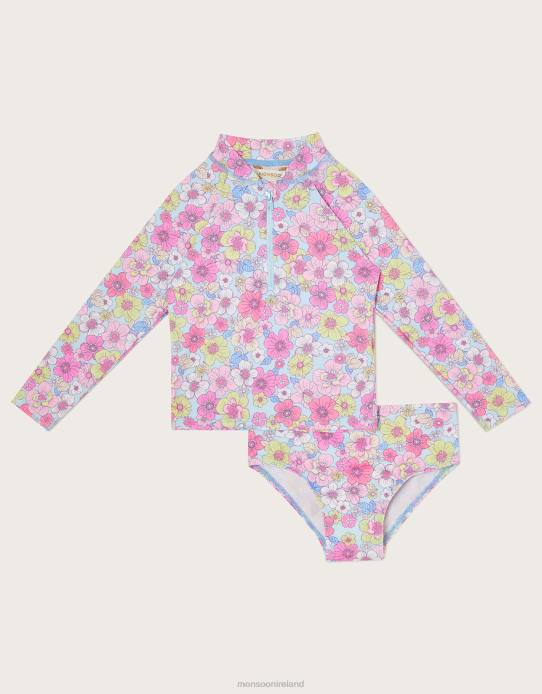 Monsoon Children Baby Retro Floral Two-Piece Swimsuit with UPF50+ Protection 2Z2N2133 Clothing Blue
