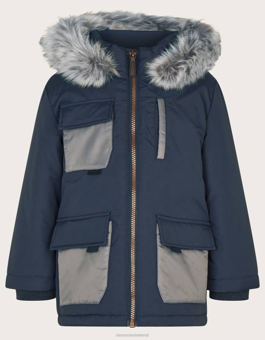 Monsoon Boy Parka Pocket Coat 2Z2N2213 Clothing Blue (Navy)