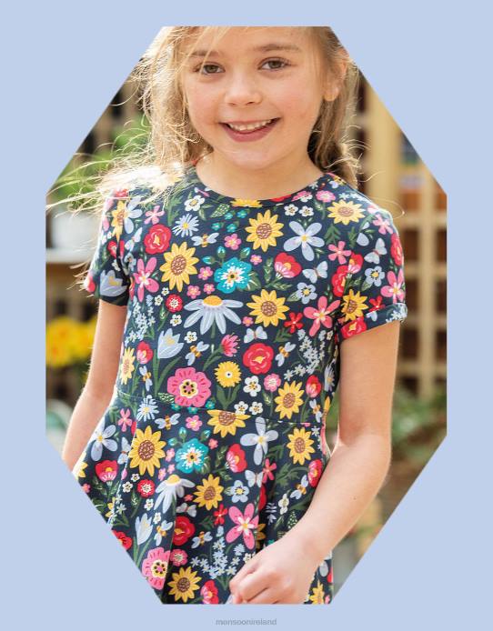 Monsoon Children Frugi Spring Skater Dress 2Z2N1992 Clothing Blue (Navy)