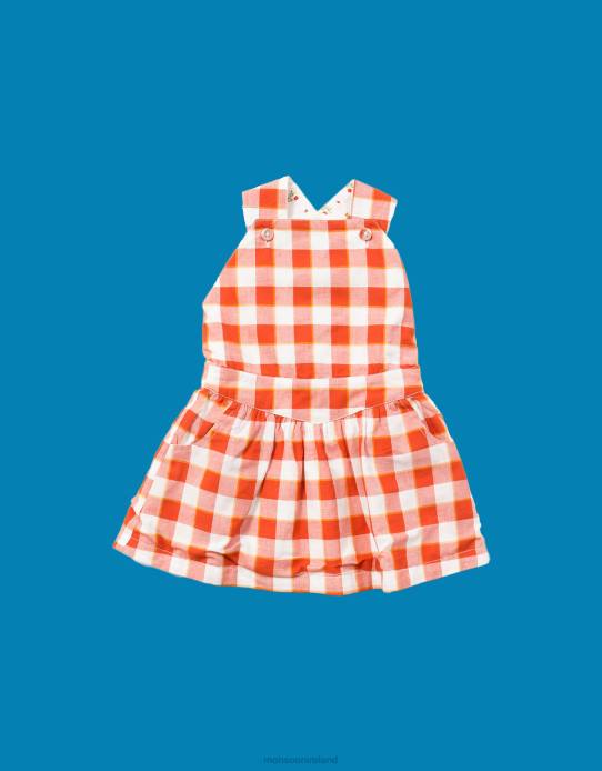 Monsoon Children Little Green Radicals Check Print Pinafore Dress 2Z2N1848 Clothing Red
