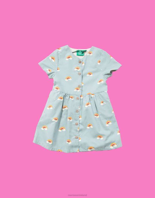 Monsoon Children Little Green Radicals Over the Rainbow Button Through Dress 2Z2N1922 Clothing Blue (Pale Blue)