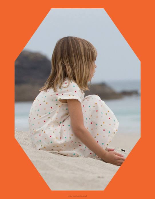 Monsoon Children Little Green Radicals Rainbow Spots Smocked Dress 2Z2N2004 Clothing White