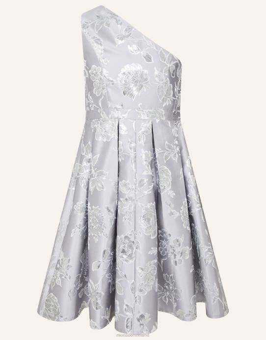 Monsoon Girl One-Shoulder Floral Jacquard Prom Dress 2Z2N2044 Clothing Silver