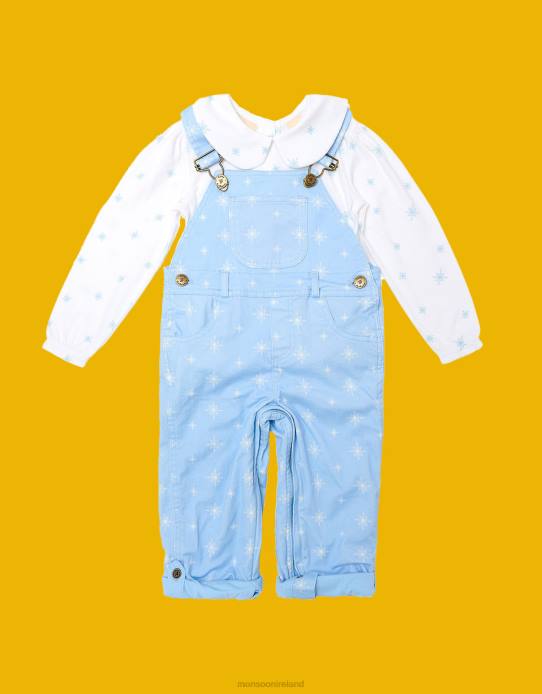 Monsoon Children Dotty Dungarees Snowflake Print Dungarees 2Z2N1909 Clothing Blue
