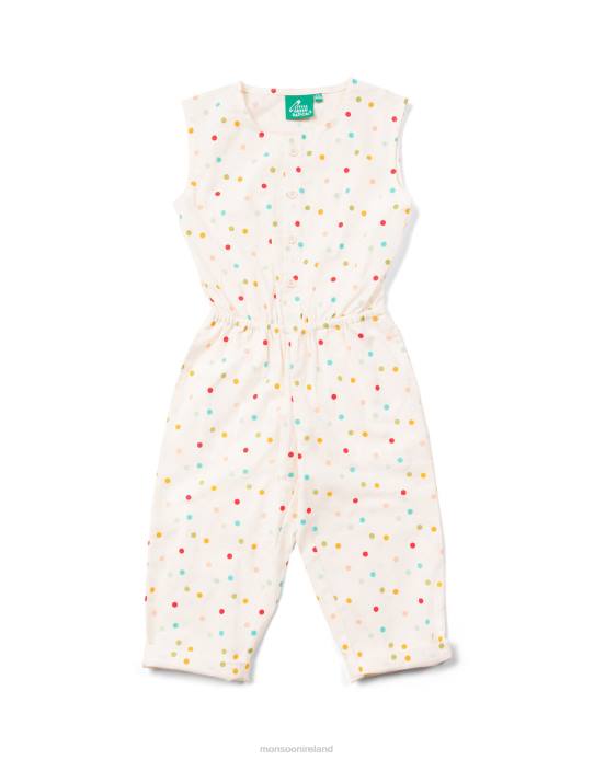 Monsoon Children Little Green Radicals Spotty Sleeveless Cropped Jumpsuit 2Z2N2806 Clothing White
