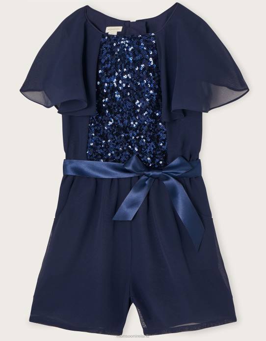 Monsoon Girl Bonita Sequin Playsuit 2Z2N1809 Clothing Blue (Navy)