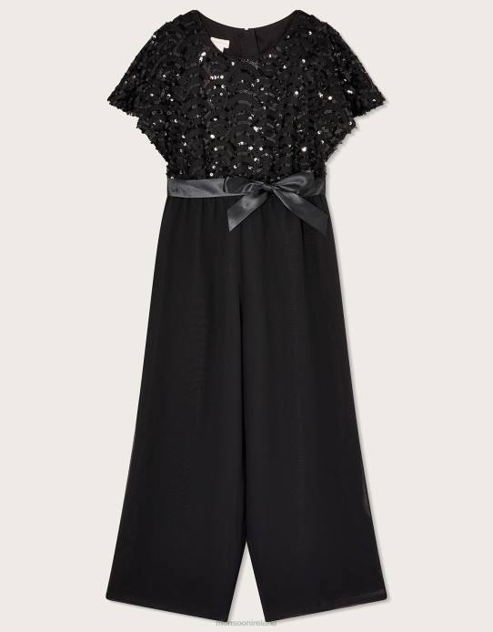 Monsoon Girl Deco Cape Sleeve Jumpsuit 2Z2N1669 Clothing Black