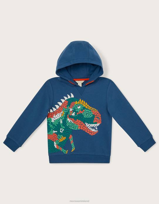 Monsoon Boy Dinosaur Hoodie 2Z2N2253 Clothing Blue (Navy)