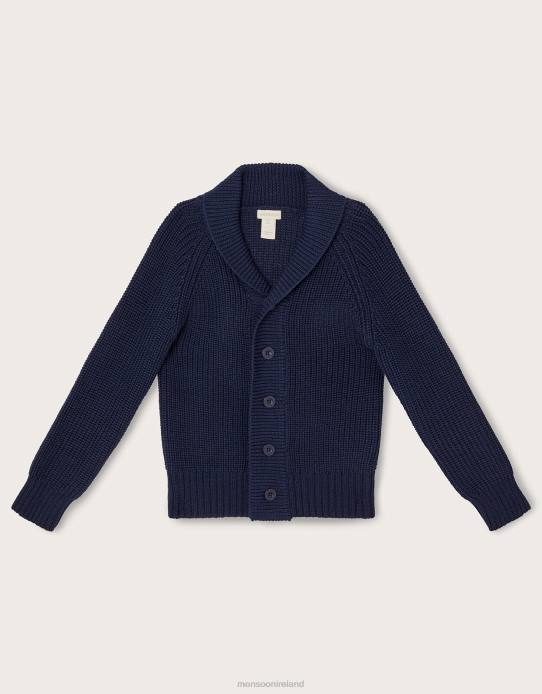 Monsoon Boy Shawl Collar Cardigan 2Z2N2227 Clothing Blue (Navy)