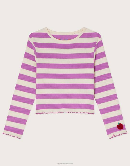 Monsoon Children Crop Jersey Sweat Top 2Z2N2048 Clothing Purple