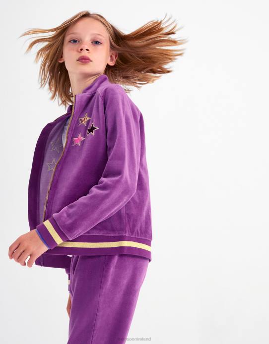 Monsoon Girl Cosmic Velour Zip Bomber Jacket 2Z2N1704 Clothing Purple