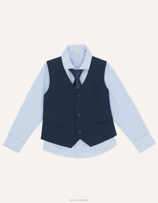 Monsoon Boy Adam Three-Piece Waistcoat Set 2Z2N2267 Clothing Blue (Navy)