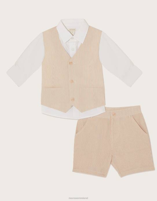 Monsoon Boy Cooper Three-Piece Suit with Shorts 2Z2N2285 Clothing Natural (Stone)