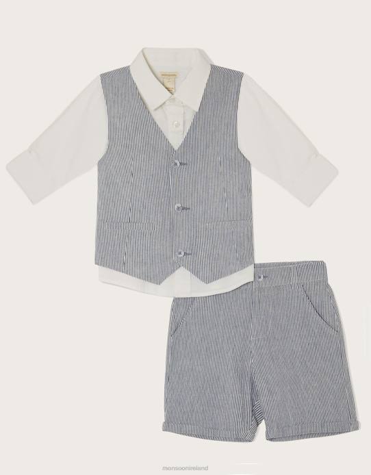 Monsoon Boy Cooper Three-Piece Suit with Shorts 2Z2N2289 Clothing Blue (Pale Blue)