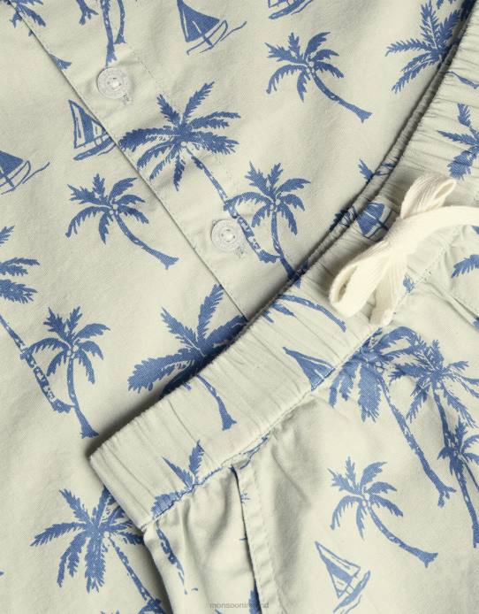 Monsoon Boy Palm Print Poplin Shirt and Shorts Set 2Z2N2755 Clothing Green