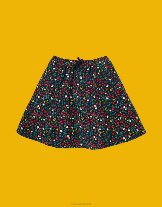 Monsoon Children Frugi Maeve Twill Skirt 2Z2N2019 Clothing Blue (Navy)