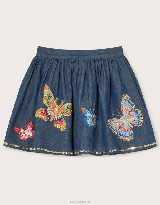 Monsoon Girl Chambray Butterfly Skirt 2Z2N1807 Clothing Blue
