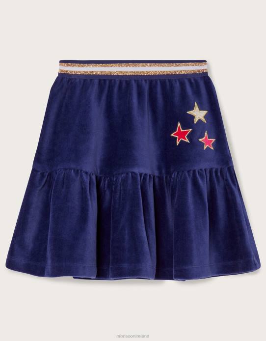 Monsoon Girl Cosmic Velour Skirt 2Z2N1703 Clothing Blue