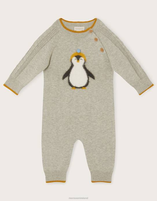 Monsoon Children Fluffy Penguin Sleepsuit 2Z2N2218 Clothing Grey