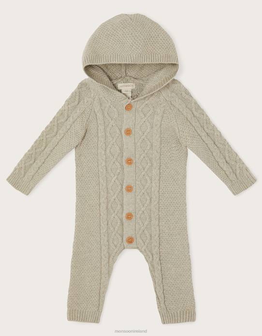 Monsoon Children Newborn Cable Knit All-in-One 2Z2N2216 Clothing Grey