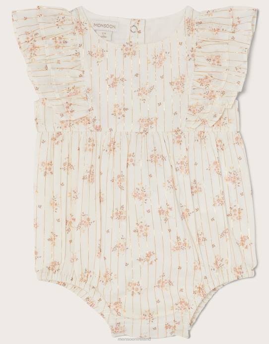 Monsoon Children Newborn Ditsy Sparkle Frill Romper 2Z2N2115 Clothing Gold