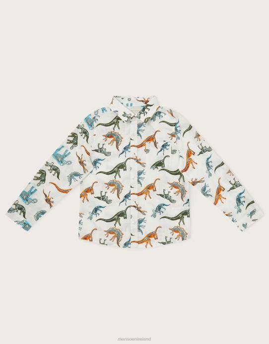 Monsoon Boy Dinosaur Pocket Shirt 2Z2N2195 Clothing Ivory