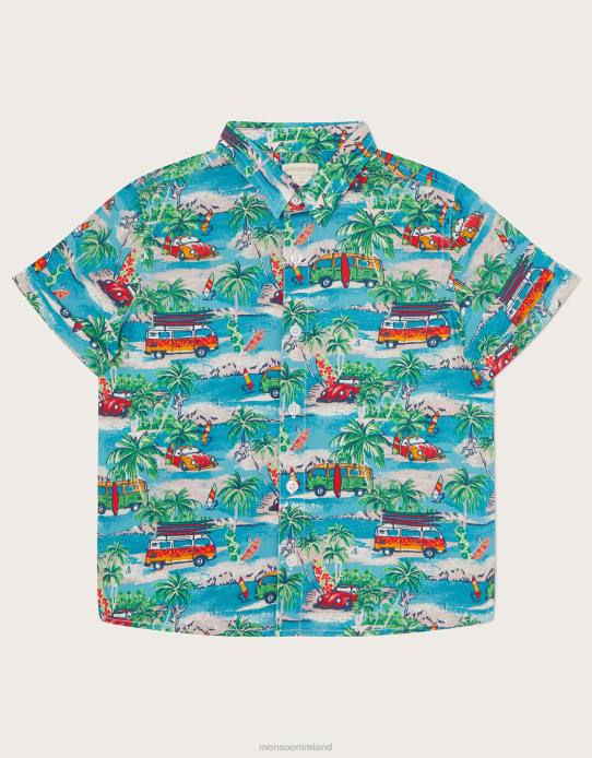 Monsoon Boy Illustrated Campervan Casual Shirt 2Z2N2276 Clothing Blue