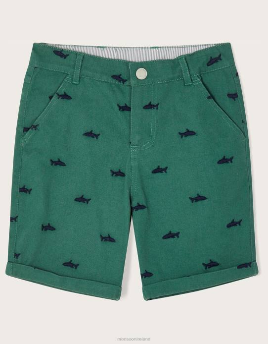 Monsoon Boy Shark Embroidered Chino Shorts 2Z2N2280 Clothing Green
