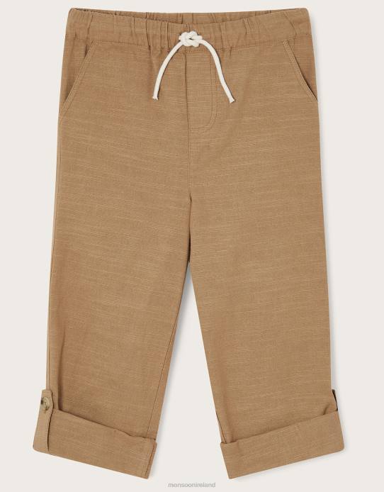 Monsoon Boy Slub Roll Up Trousers 2Z2N2266 Clothing Natural (Stone)