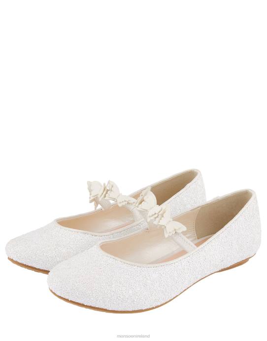 Monsoon Girl Glittery Butterfly Ballerina Flats 2Z2N2384 Footwear Ivory