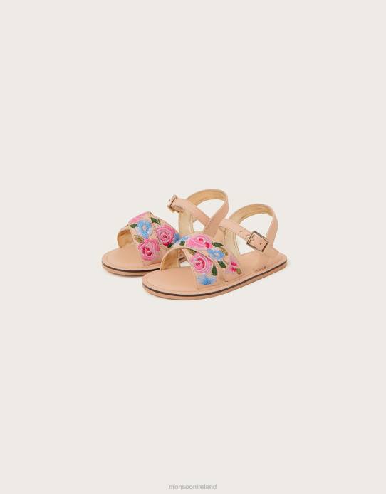 Monsoon Children Floral Embroidered Walker Sandals 2Z2N2365 Footwear Pink
