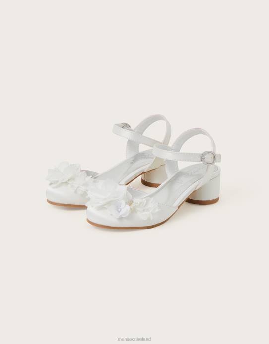 Monsoon Children Sequin Flower Satin Heeled Sandals 2Z2N2754 Footwear Ivory