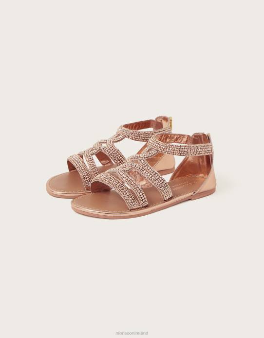 Monsoon Girl Beaded Strappy Sandals 2Z2N2380 Footwear Gold (Rose Gold)