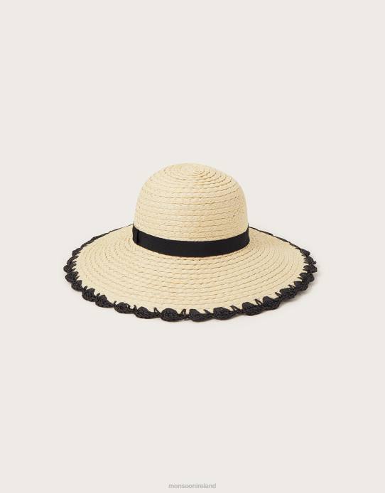 Monsoon Women Scallop Trim Straw Hat 2Z2N1248 Accessory Stylish