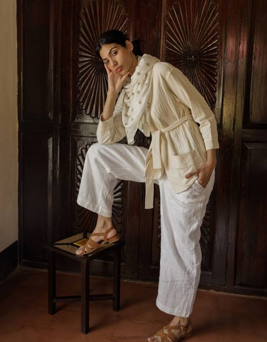 Monsoon Women Plain Pocket Tie Jacket 2Z2N310 Clothing Cream