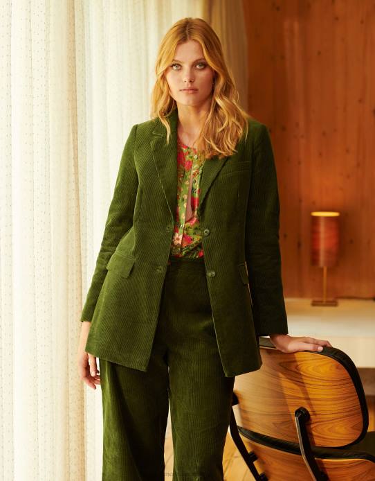 Monsoon Women Cord Blazer Suit Jacket 2Z2N30 Clothing Green