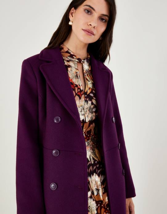 Monsoon Women Danielle Skirted Coat 2Z2N835 Clothing Red (Berry)