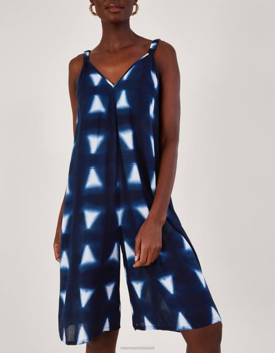 Monsoon Women Batik Dye Triangle Romper in LENZING ECOVERO 2Z2N493 Clothing Blue (Navy)