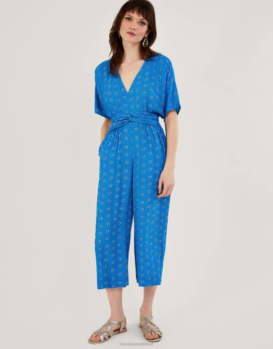 Monsoon Women Diamond Print Jumpsuit in LENZING ECOVERO 2Z2N268 Clothing Blue