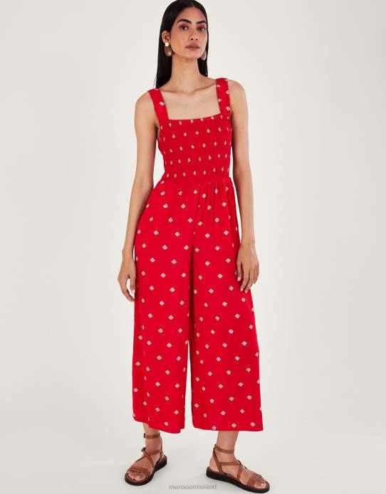 Monsoon Women Geometric Print Cut-Out Jumpsuit in LENZING ECOVERO 2Z2N428 Clothing Red