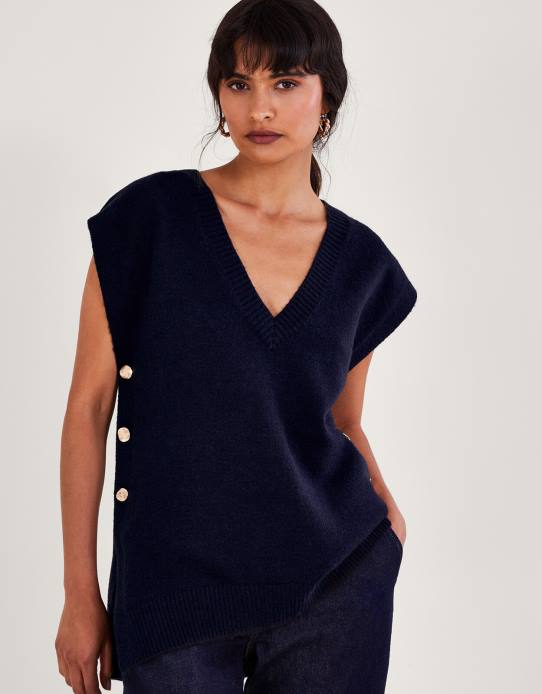 Monsoon Women Billie Button Side Tabard 2Z2N71 Clothing Blue (Navy)